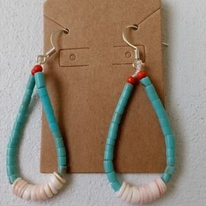 New Turquoise heishi Jacla earrings 2 Inch L boho trib…